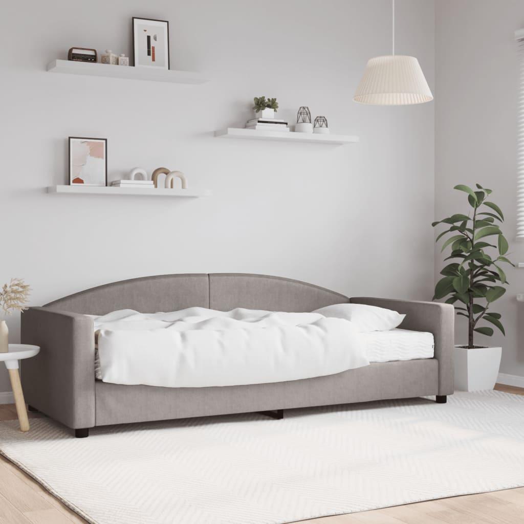 Daybed med madras 90x200 cm stof gråbrun billede