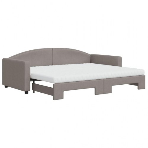 Daybed med udtræk og madrasser 90x200 cm - stof, gråbrun