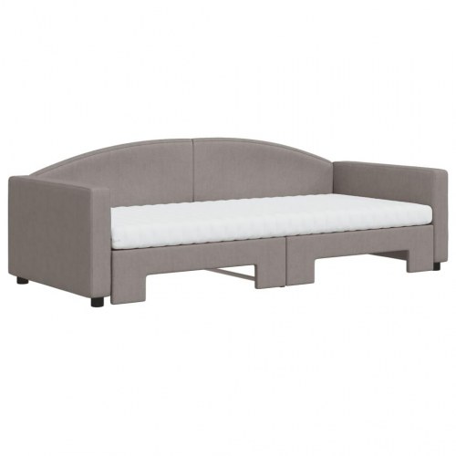Daybed med udtræk og madrasser 90x200 cm - stof, gråbrun