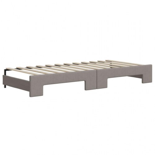 Daybed med udtræk og madrasser 90x200 cm - stof, gråbrun