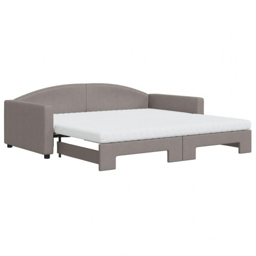 Daybed med udtræk og madrasser 100x200 cm - stof, gråbrun