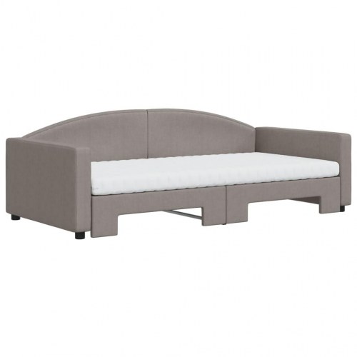 Daybed med udtræk og madrasser 100x200 cm - stof, gråbrun