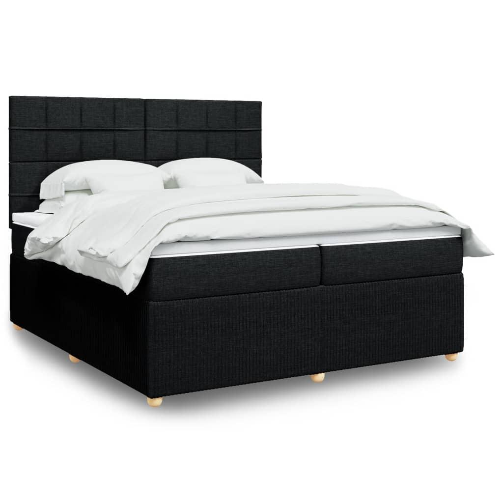 Kontinentalseng Med Madras Stof Sort - Blok med firkanter / 200 x 200 cm