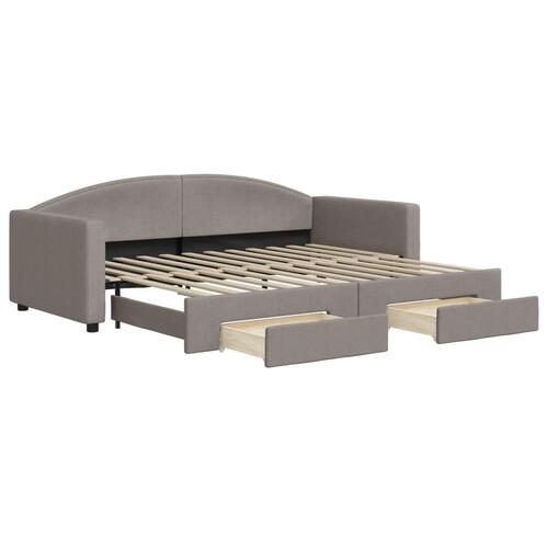 Daybed med udtræk og skuffer 90x200 cm stof gråbrun