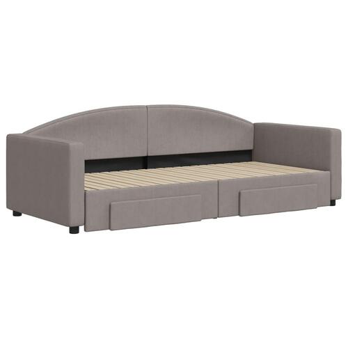 Daybed med udtræk og skuffer 90x200 cm stof gråbrun