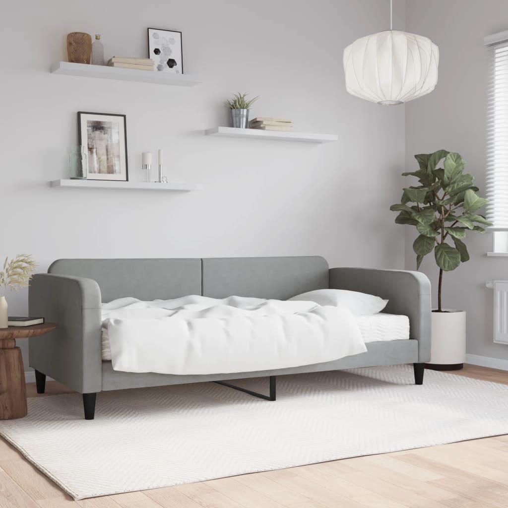 Daybed Stof Lysegrå - med madras / 90 x 190 cm