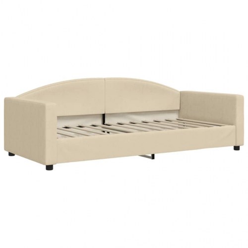 Daybed med udtræk og madras 90x200 cm - stof, cremefarvet