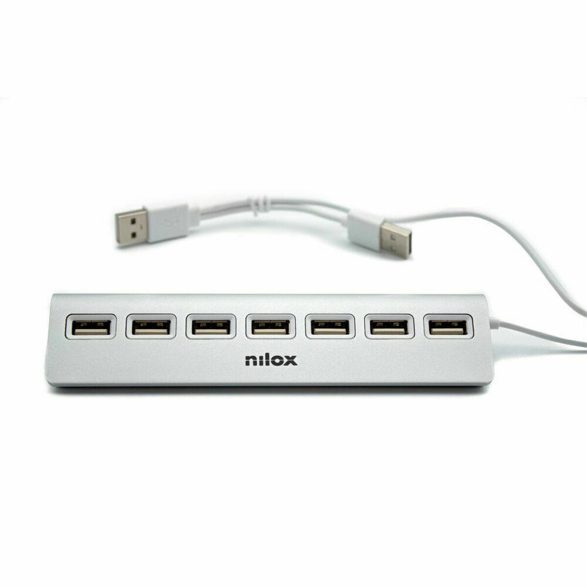 USB Hub Nilox NXHU7ALU2 Sort Grå