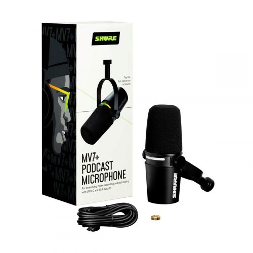 Shure MV7+-K dynamisk podcastmikrofon - sort