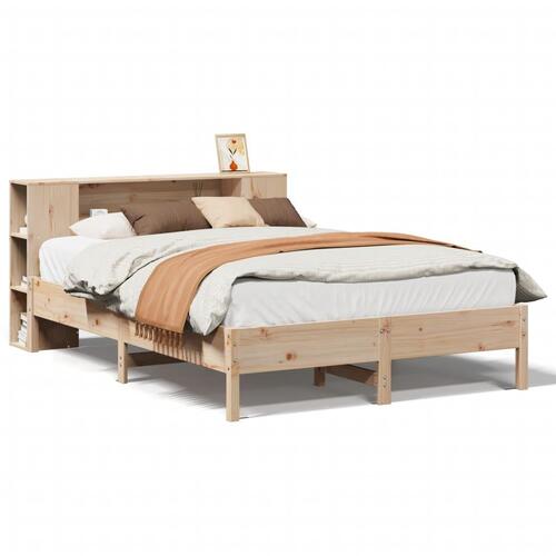 Seng med reol uden madras 150x200 cm massivt fyrretræ