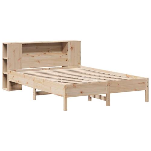 Seng med reol uden madras 150x200 cm massivt fyrretræ