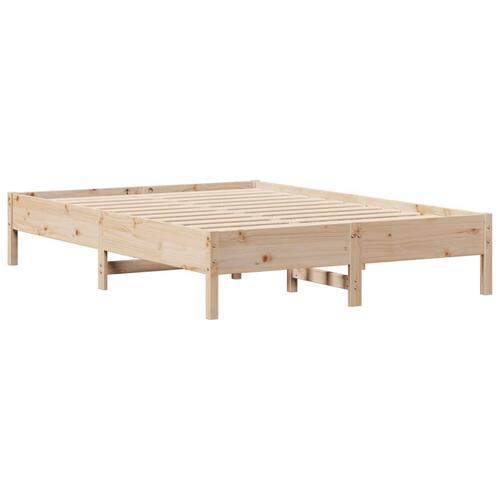 Seng med reol uden madras 150x200 cm massivt fyrretræ