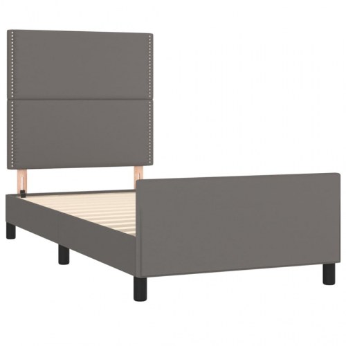 Sengeramme med sengegavl 100×200 cm - kunstlæder, grå