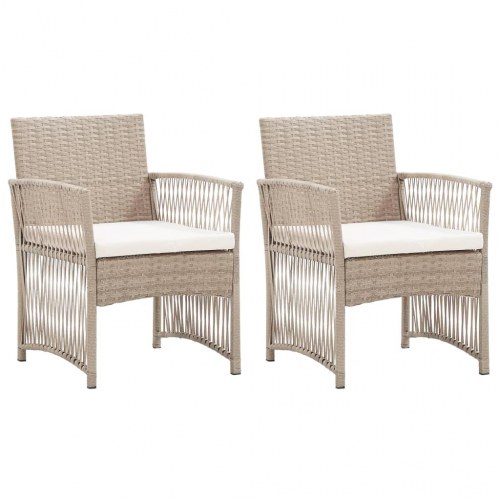 Havestole med hynder - 2 stk. i beige polyrattan