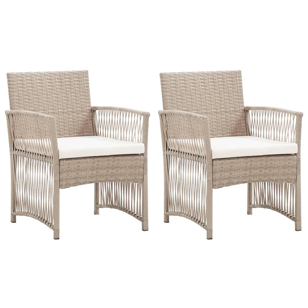 Havestole med hynder 2 stk. polyrattan beige billede