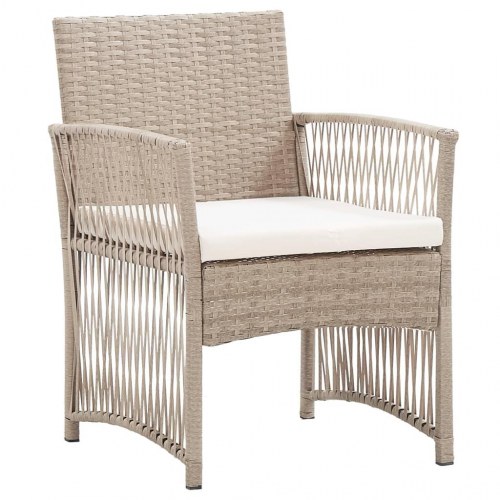 Havestole med hynder - 2 stk. i beige polyrattan