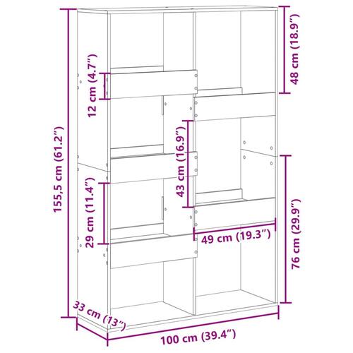 Rumdeler 100x33x155,5 cm konstrueret træ hvid