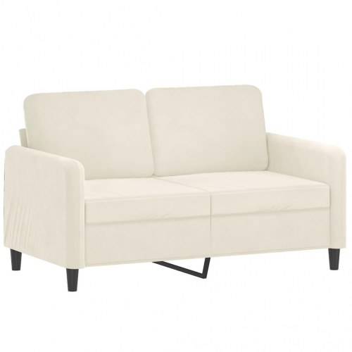 2-personers sofa i velour med pyntepuder - creme, 120 cm sædebredde