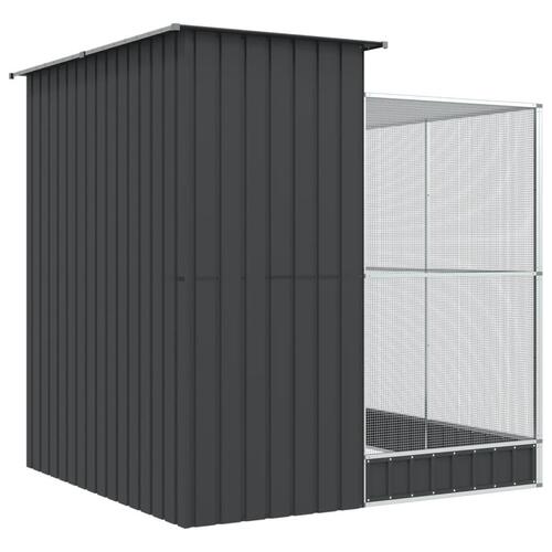 Voliere med udvidelse 209x203x216 cm stål sølvfarvet