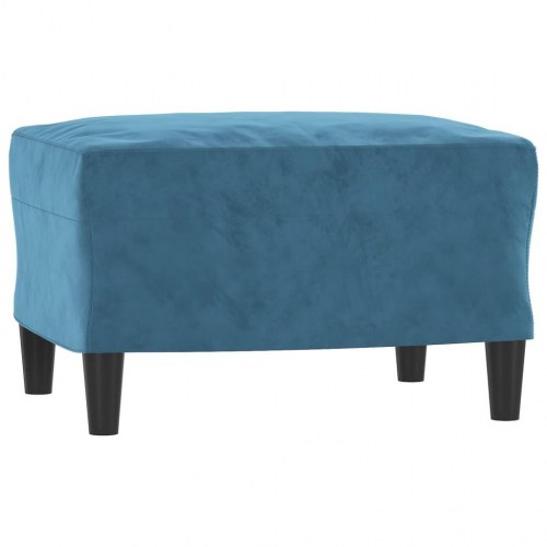 3-personers sofa med fodskammel 198 cm - velour, blå