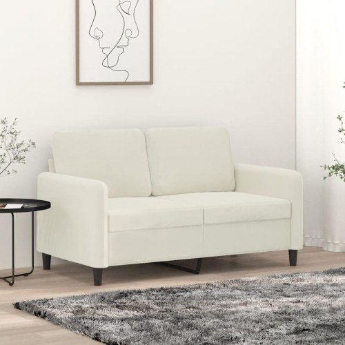 2-personers sofa 120 cm i velour - cremefarvet