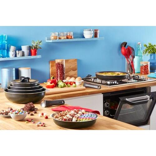 Sæt stegepander Tefal L1539143 Sort Aluminium 3 Dele 2 enheder Ø 24 cm Ø 28 cm