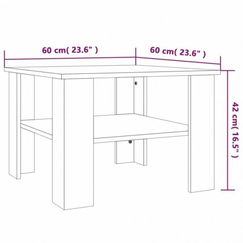 Sofabord 60 × 60 × 42 cm i konstrueret træ - brun egetræsfarve