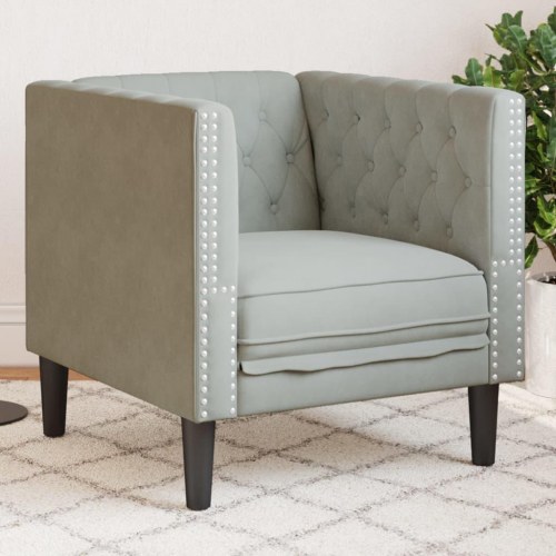 Chesterfield-sofastol i velour - lysegrå