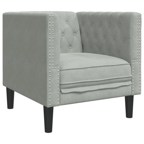 Chesterfield-sofastol i velour - lysegrå