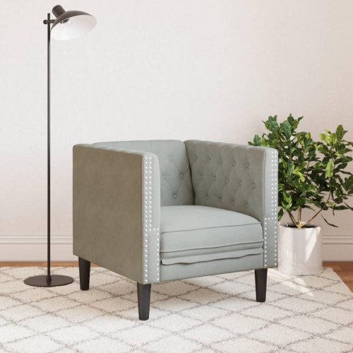 Chesterfield-sofastol i velour - lysegrå
