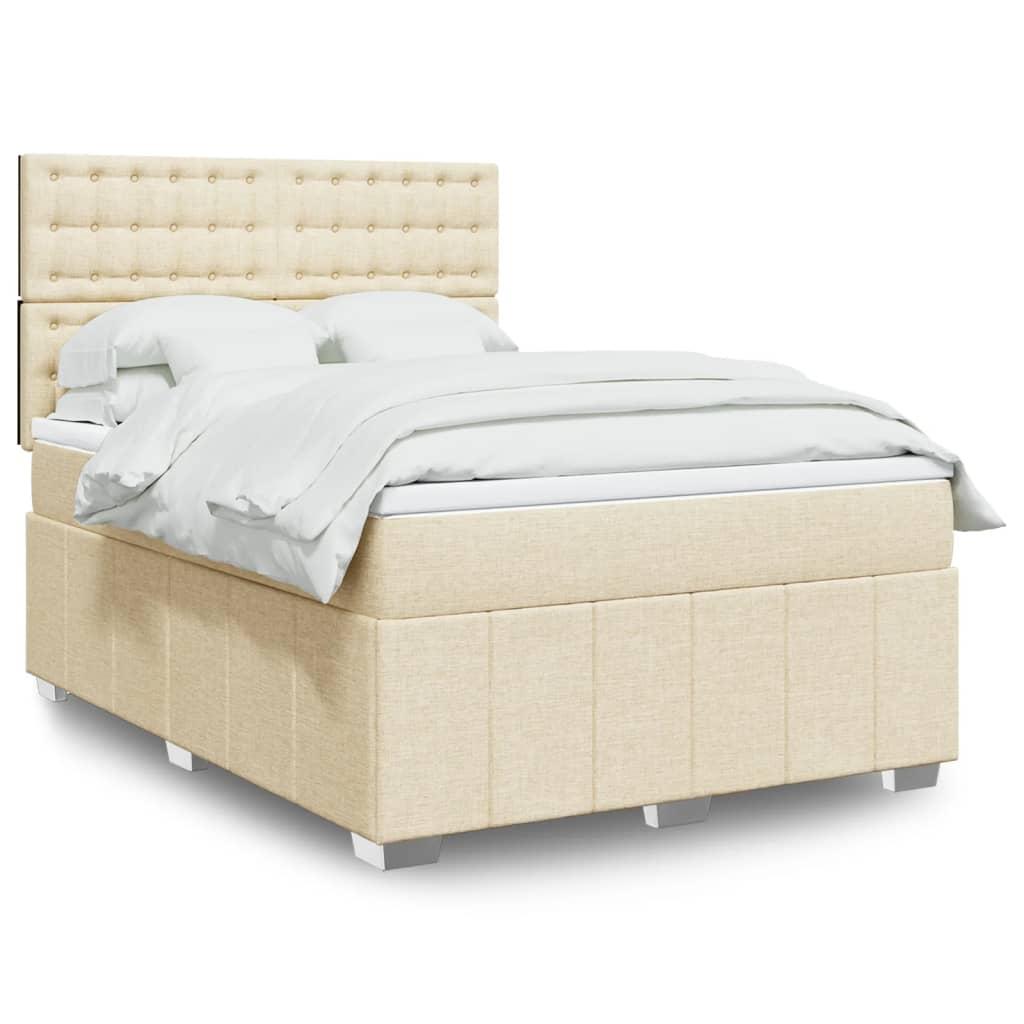 Kontinentalseng Med Madras Stof Farvet Creme - knapper / 140 x 200 cm