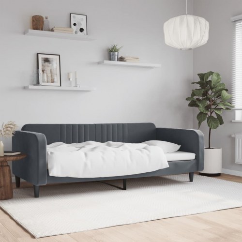 Daybed 90x200 cm i velour - mørkegrå sovesofa