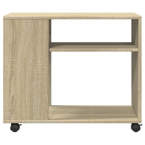 Sidebord med hjul 70x35x60 cm konstrueret træ sonoma-eg