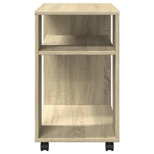 Sidebord med hjul 70x35x60 cm konstrueret træ sonoma-eg