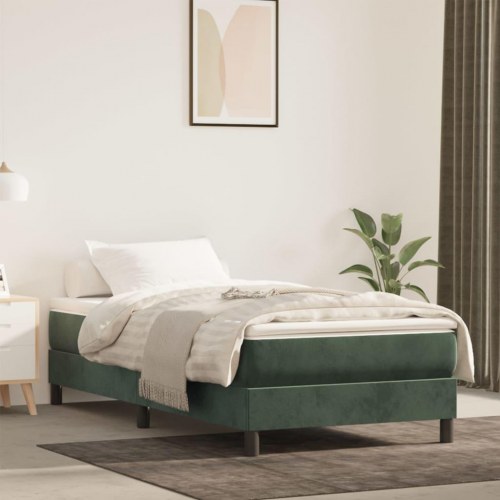 Springmadras med pocketfjedre - medium 100×220×20 cm, fløjl mørkegrøn