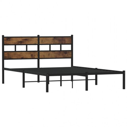 Sengeramme 140 x 190 cm i metal - sort/røget egetræsfarve