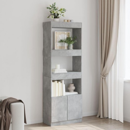 Højskab/reol 63×33×180 cm i konstrueret træ - betongrå
