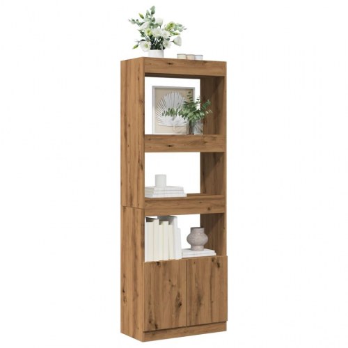 Højskab 63x33x180 cm konstrueret træ egetræsfarve