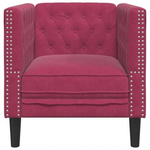 Chesterfield-sofastol i fløjl - vinrød