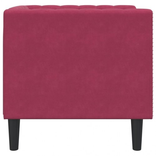 Chesterfield-sofastol i fløjl - vinrød