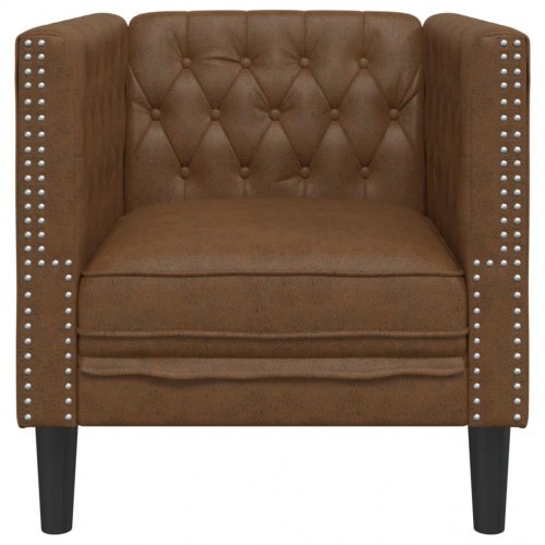 Chesterfield-sofastol i imiteret ruskind - brun