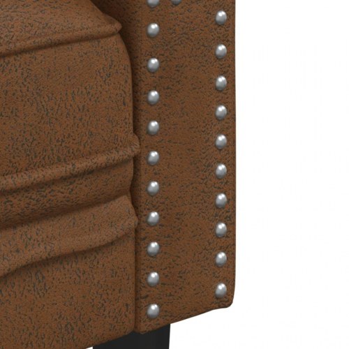 Chesterfield-sofastol i imiteret ruskind - brun