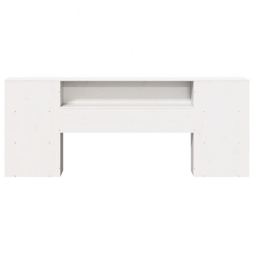 Sengegavl med opbevaring 180 cm massivt fyrretræ hvid