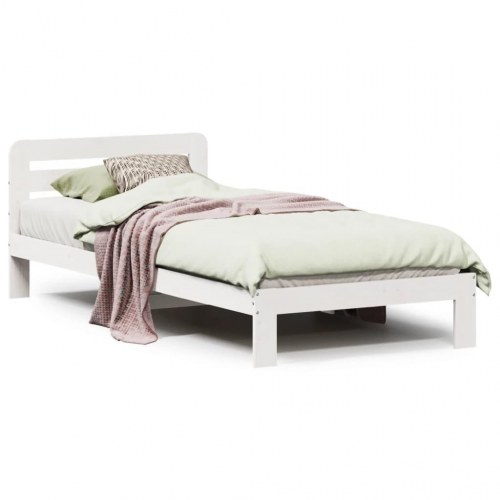 Sengeramme uden madras 90x200 cm massivt fyrretræ hvid