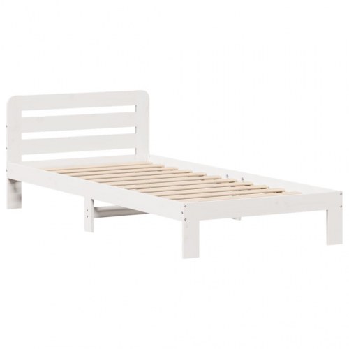 Sengeramme uden madras 90x200 cm massivt fyrretræ hvid