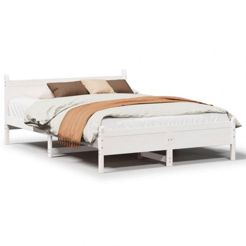 Sengeramme uden madras 135 x 190 cm i massivt fyrretræ - hvid