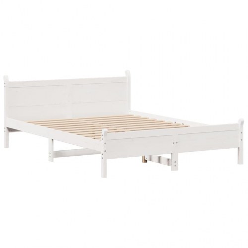 Sengeramme uden madras 135 x 190 cm i massivt fyrretræ - hvid