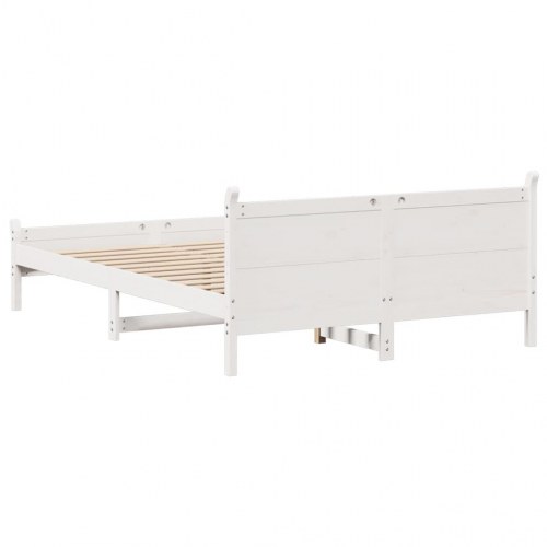 Sengeramme uden madras 135 x 190 cm i massivt fyrretræ - hvid
