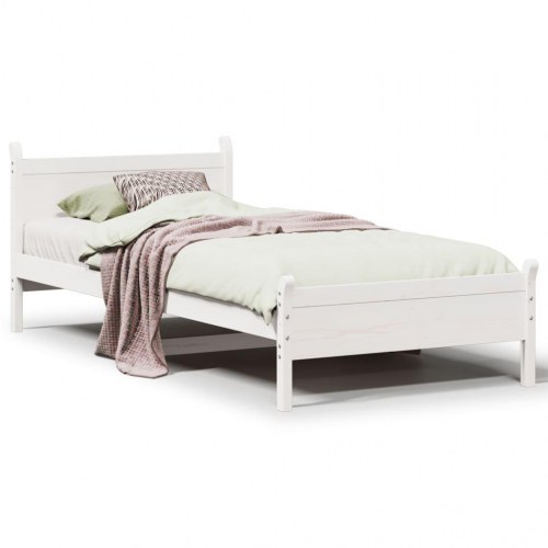 Sengeramme uden madras 90x190 cm massivt fyrretræ hvid