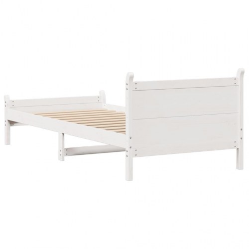 Sengeramme uden madras 90x190 cm massivt fyrretræ hvid